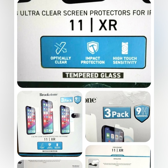 NEW BROOKSTONE 3 TEMPERED GLASS ULTRA CLEAR PROTECTORS IPHONE 11/XR - Picture 2 of 3